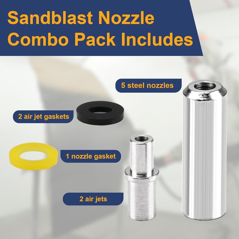 HEBRAR Sandblaster Nozzle Combo Pack for Accessories, Steel Sand Blaster Nozzle Tips for Most Sand Blasters Efficient Blasting Sandblast Nozzles Silver - Image 5